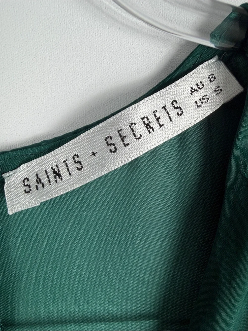Saints + Secrets Deep Teal Satin Tie-Front Mini Dress Puff Sleeve S